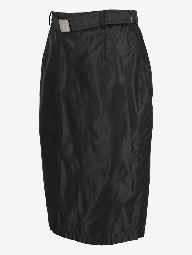 Prada Mid-Length Nylon Skirt with Logo Belt W7426.48  Prada 