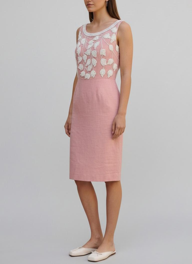 Vintage 1960s Dress in Pink with Beaded Details AR103  Vintage 