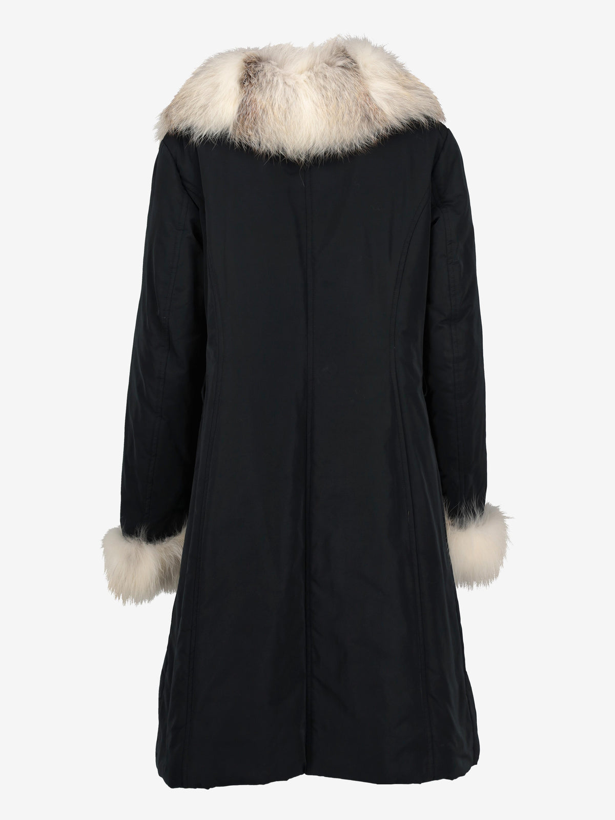 Black Long Parka with Natural Fox Fur Collar CVM26.6.122  Vintage 