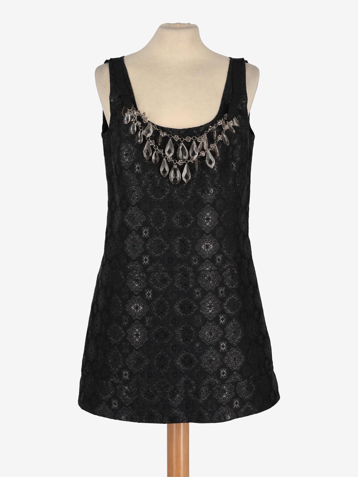 Prada Sleeveless Dress with Crystal Necklace Detail W22070605  Prada 