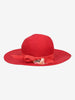 Vintage Red Straw Hat with Floral Trim BR5522.24  Vintage 