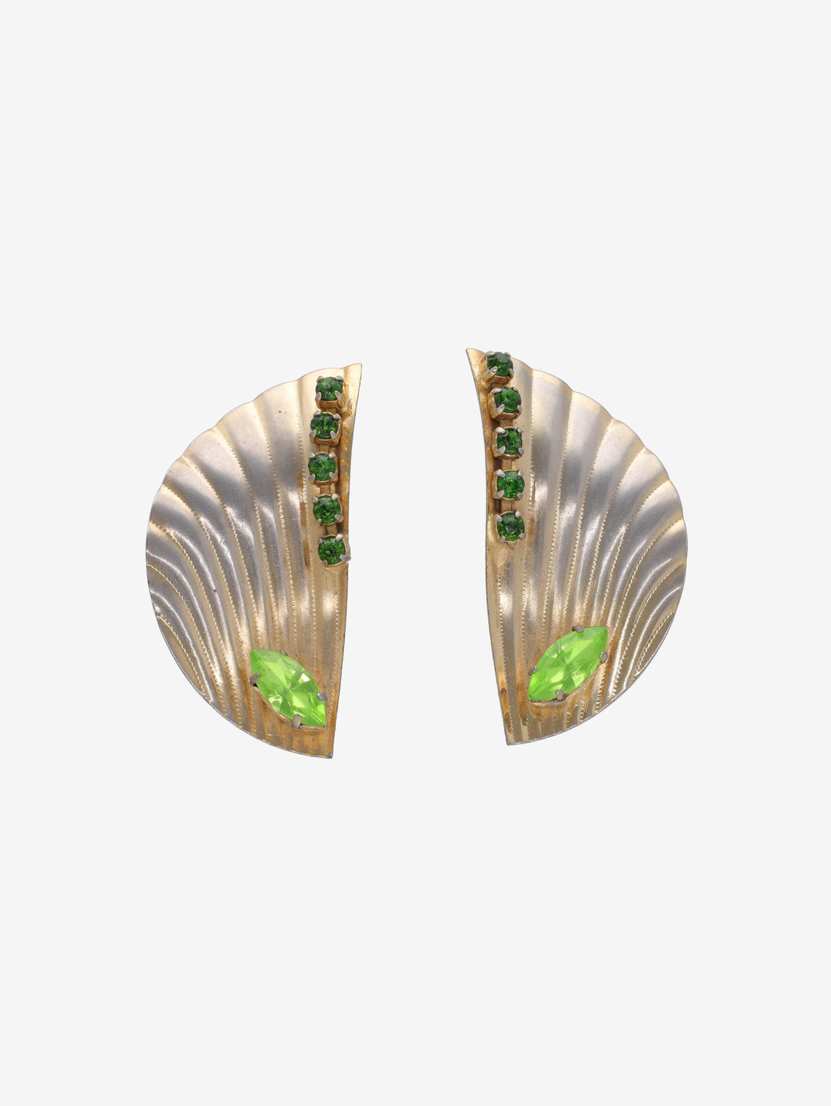 Vintage Leaf-Shaped Earrings with Green Gemstones W13426.20  Vintage 