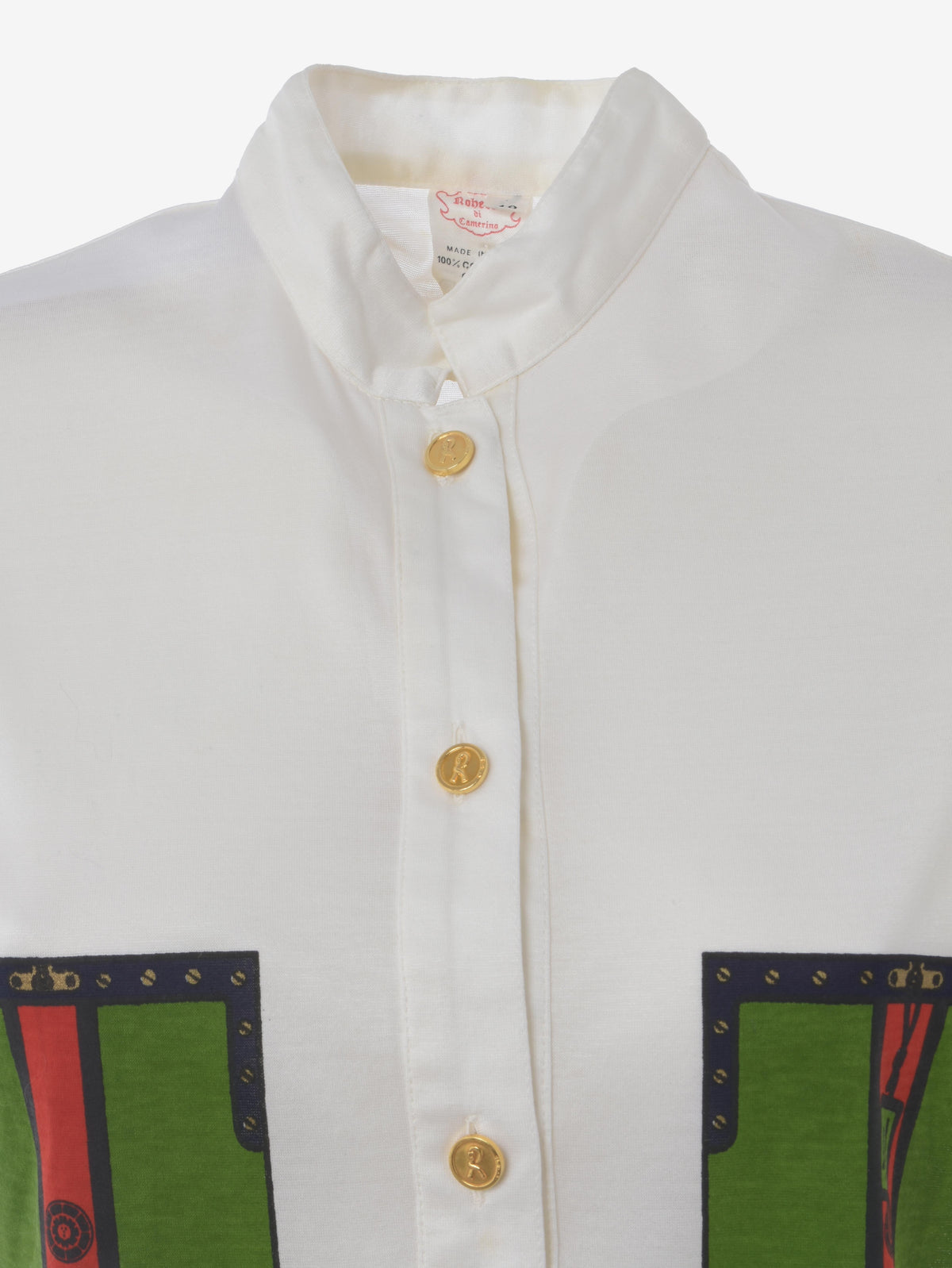 Roberta Di Camerino White Polo Shirt With Printed Pocket W130524.8  Roberta di Camerino 