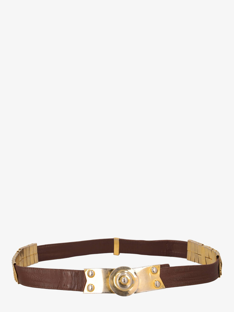 Vintage Leather Belt With Metal Details