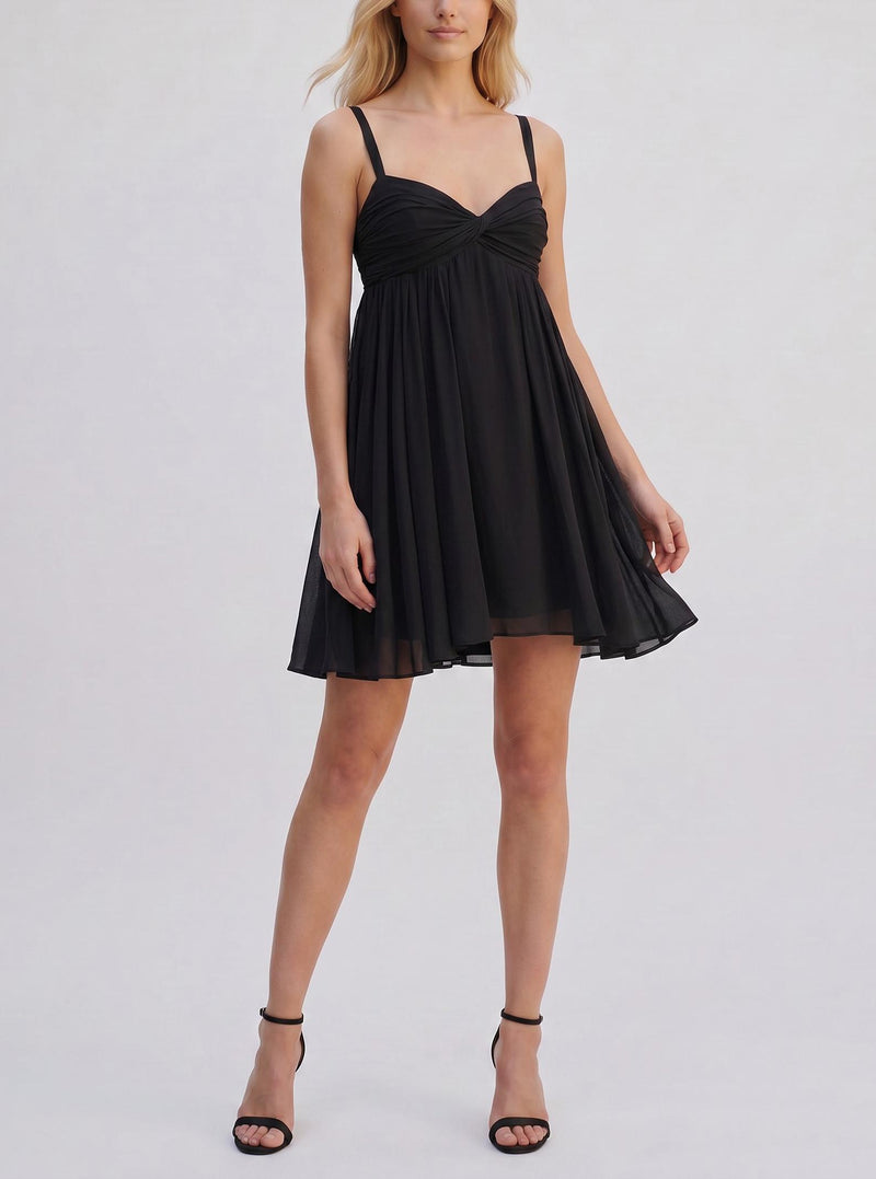 Fendi Black Pleated Babydoll Mini Dress W27526.18  Fendi 