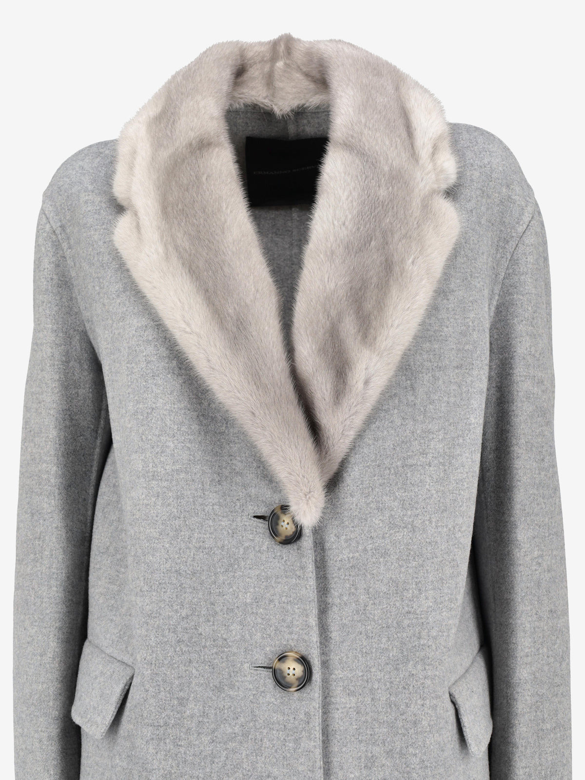 Ermanno Scervino Wool & Cashmere Coat with Mink Collar CVM26.22.65  Ermanno Scervino 