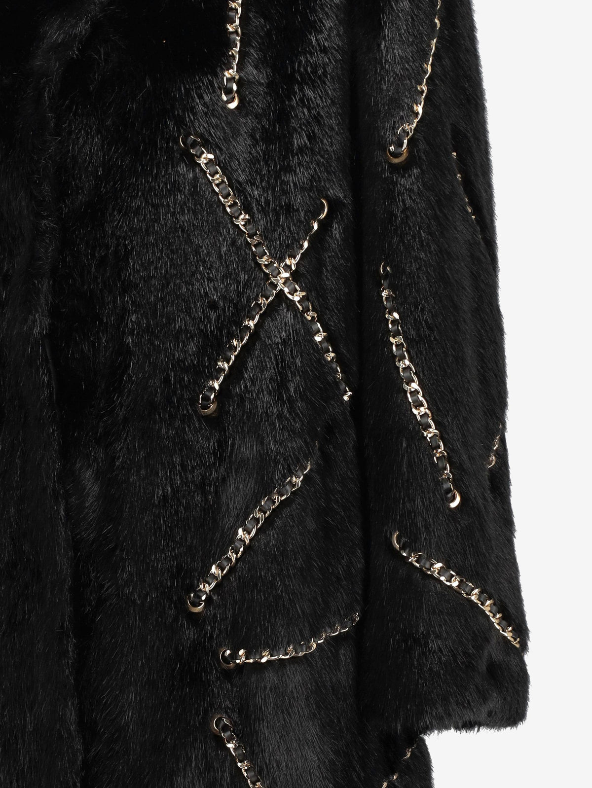 Moschino Couture Chain Linked Coat in Faux Fur CVM26.6.35  Moschino Couture 