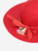 Vintage Red Straw Hat with Floral Trim BR5522.24  Vintage 