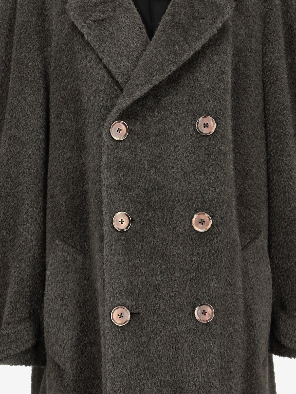 Vintage Double-Breasted Long Coat in Alpaca and Wool Blend MU260214.10  Caruso 