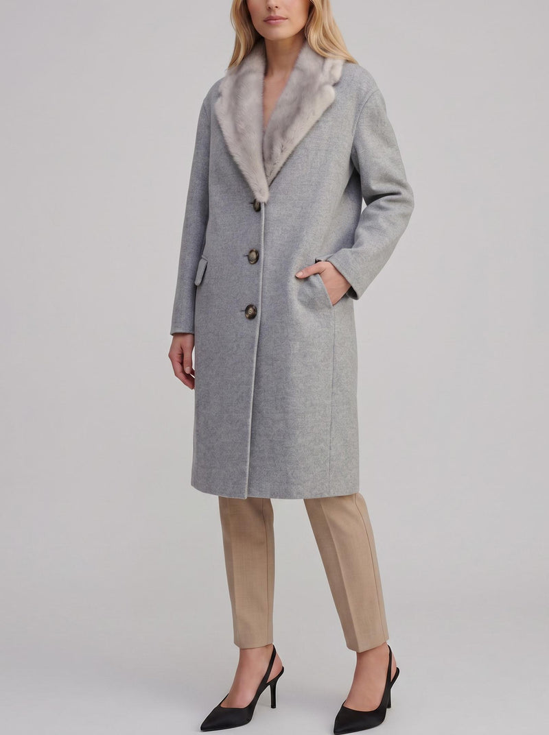 Ermanno Scervino Wool & Cashmere Coat with Mink Collar CVM26.22.65  Ermanno Scervino 