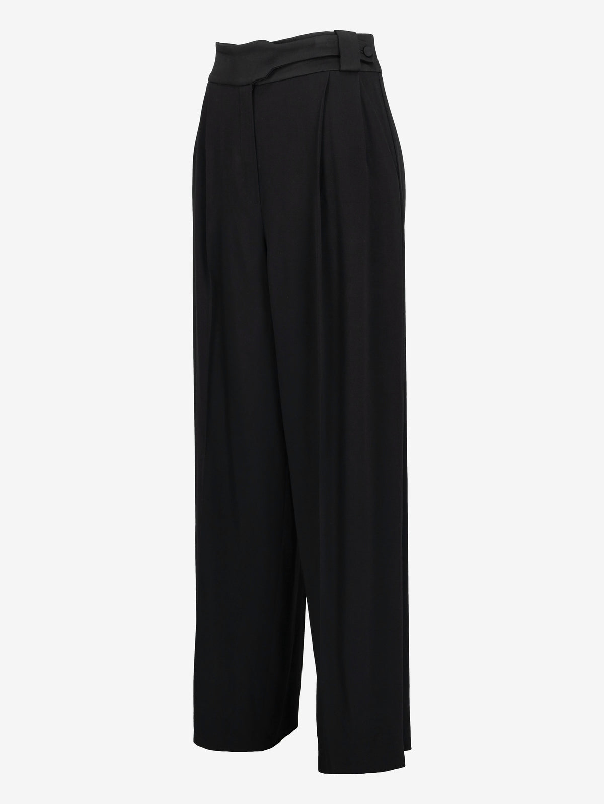 Emporio Armani Wide-Leg Satin-Waistband Trousers W27526.38  Emporio Armani 