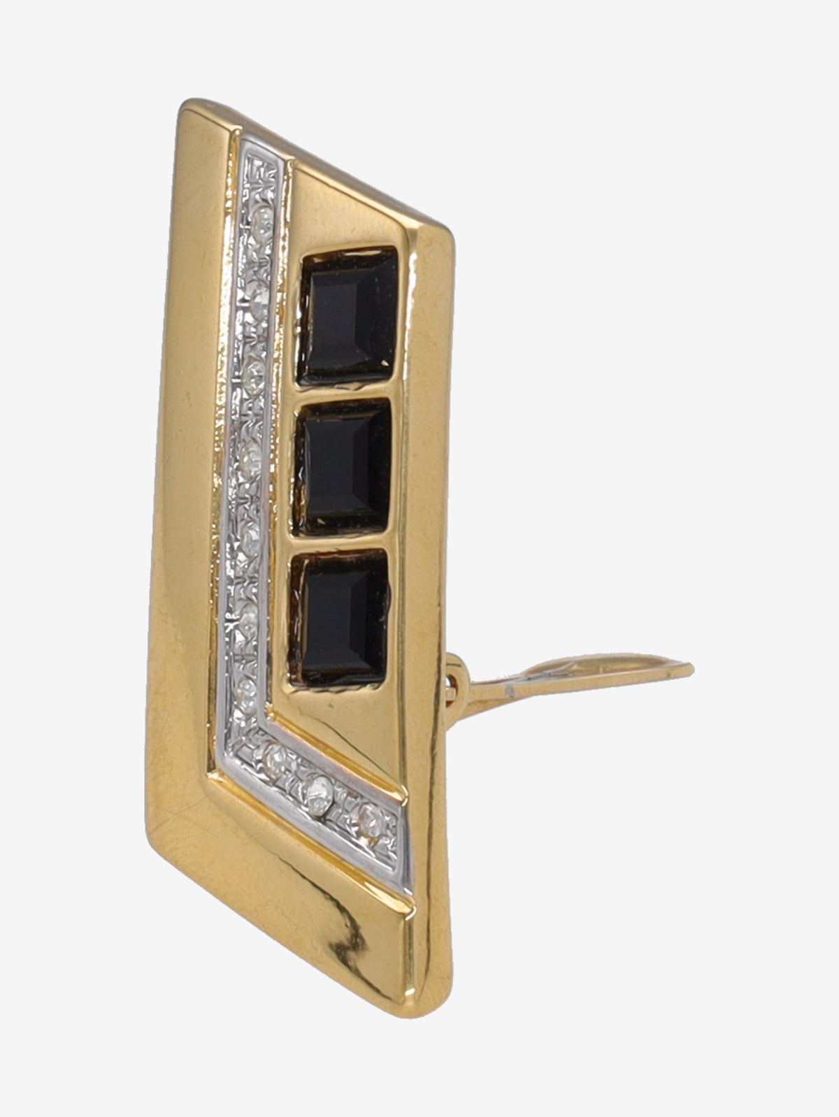 Vintage Geometric Earrings with Black and Silver Gemstones W13426.22  Vintage 