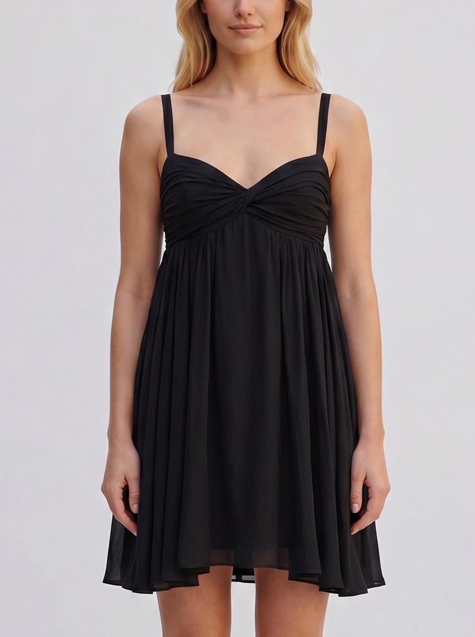 Fendi Black Pleated Babydoll Mini Dress W27526.18  Fendi 