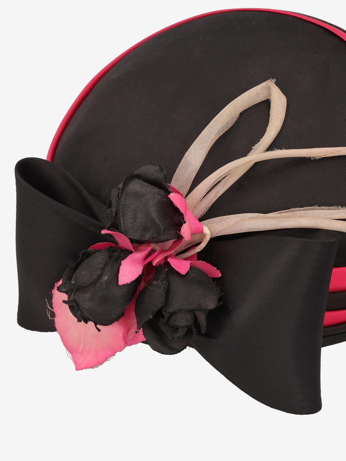 Vintage Black & Pink Floral Fascinator W27526.161  Vintage 