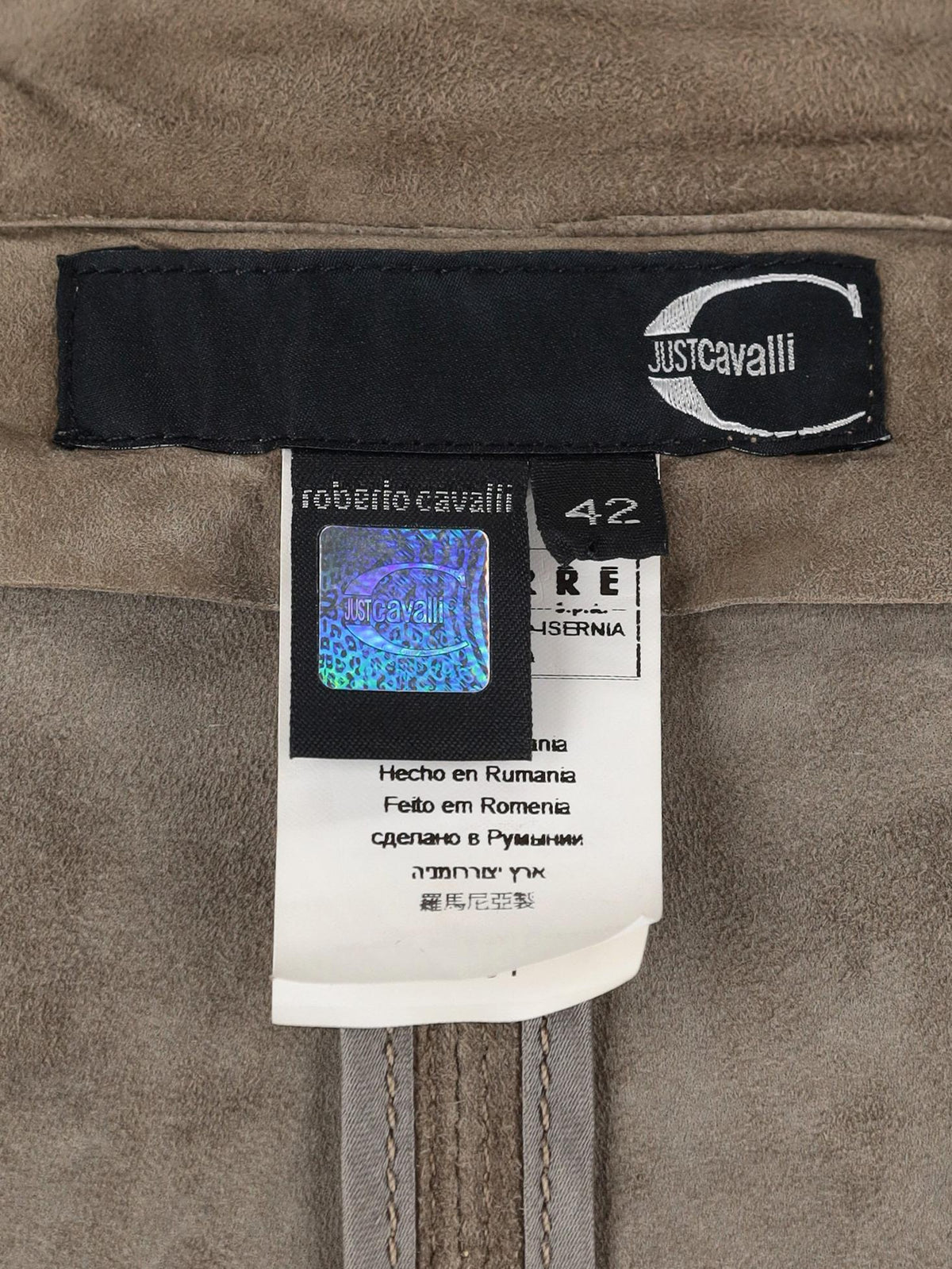 Just Cavalli Suede Leather Coat with Metal Detail W7426.17 . Just Cavalli 