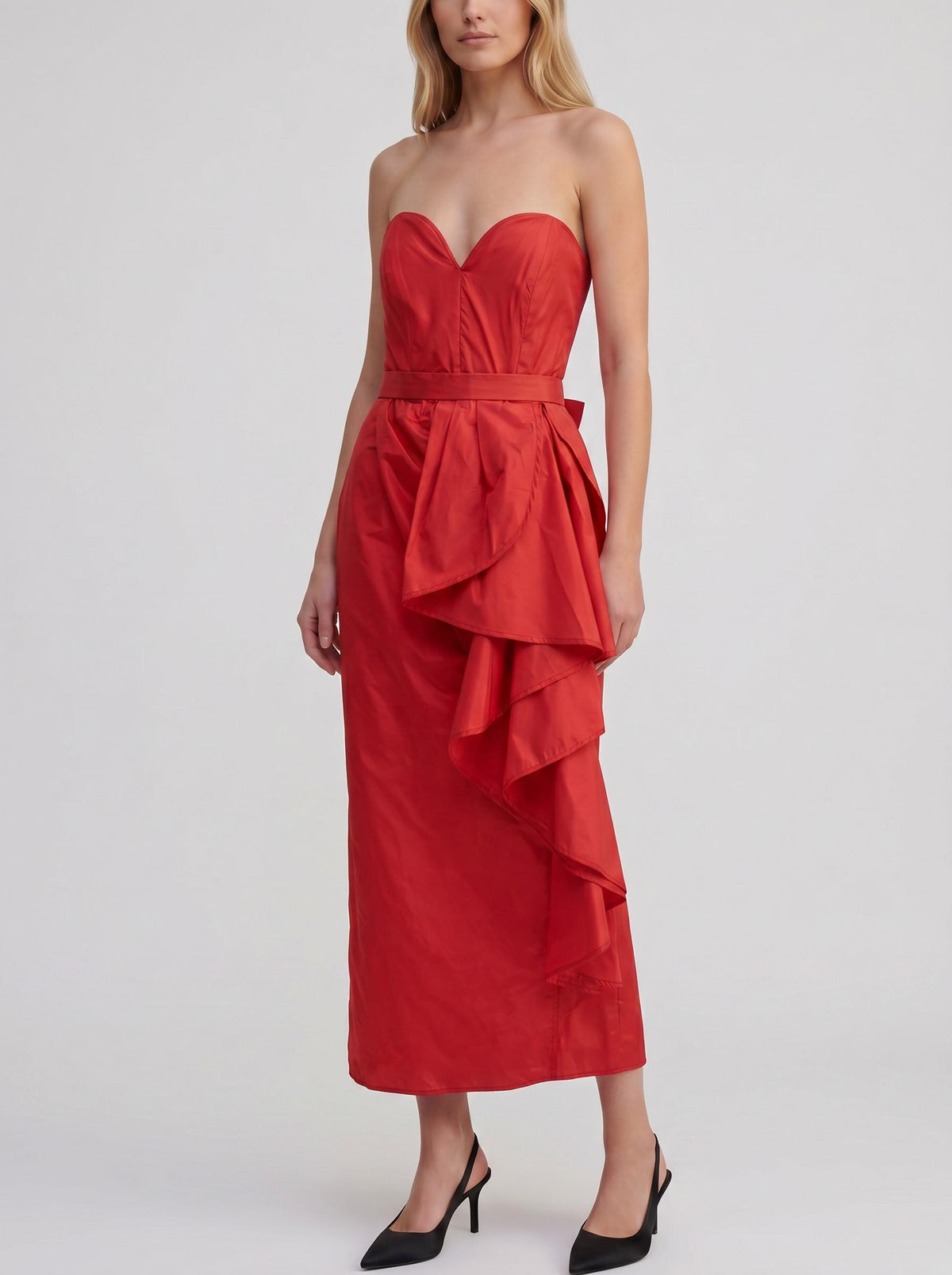 Vintage Elegant Sweetheart Neckline Draped Dress with Detachable Bow W27526.7  Vintage 