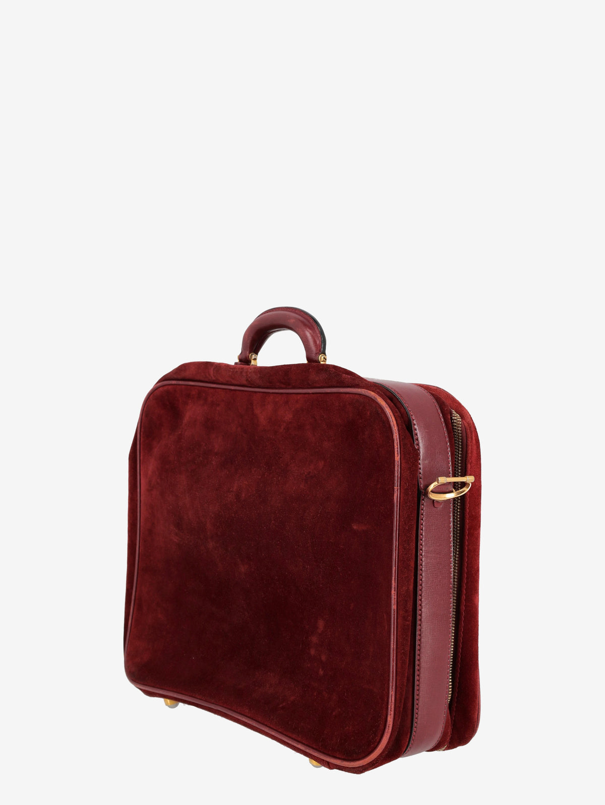 Must De Cartier Burgundy Suede Suitcase