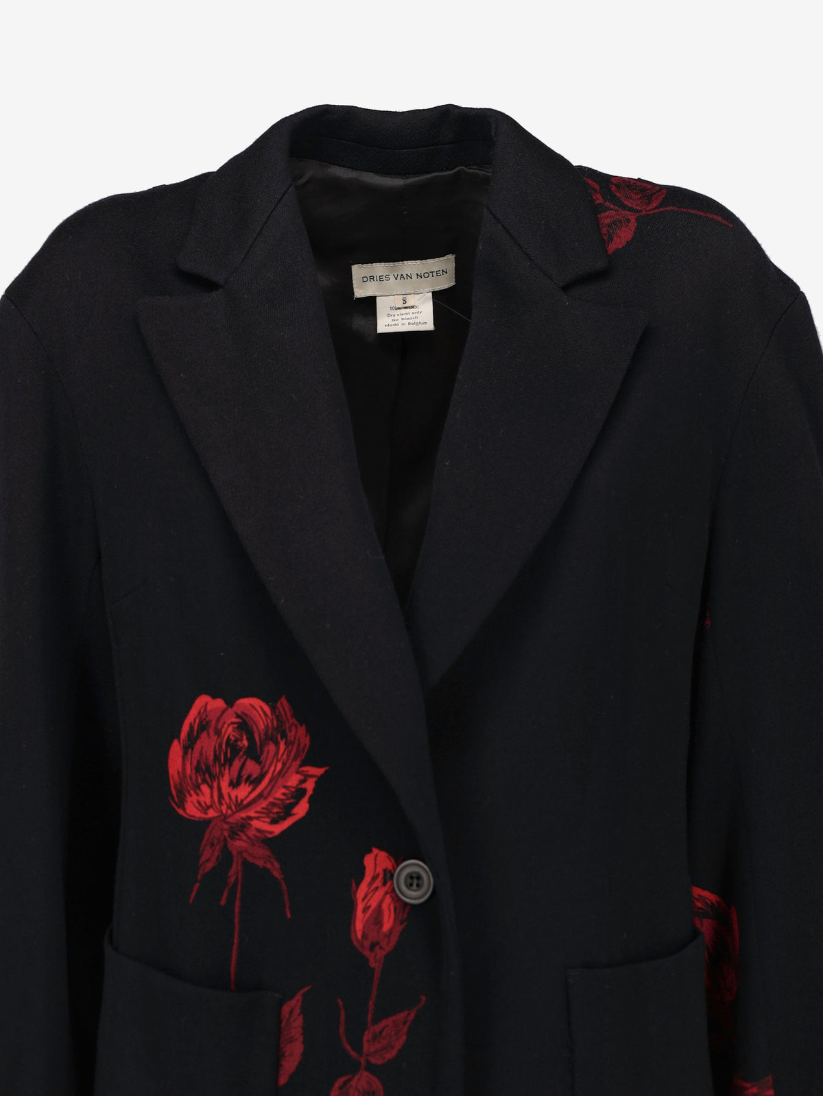 Dries Van Noten Wool Coat with Red Rose Motif W7426.21  Dries Van Noten 