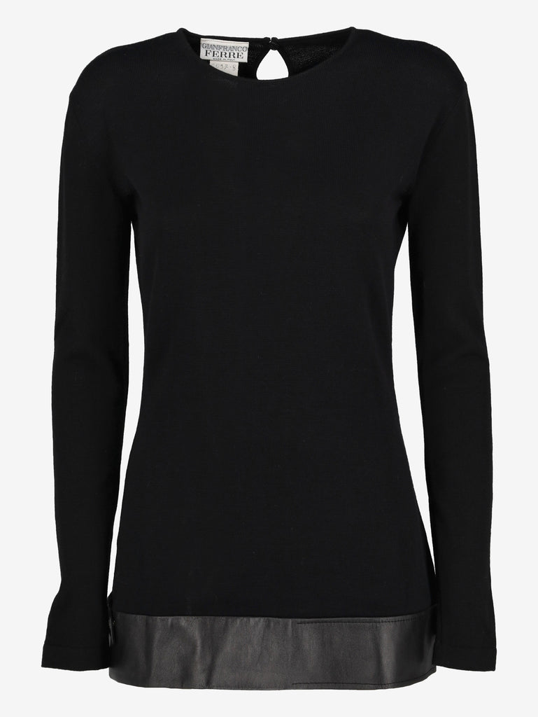 Gianfranco Ferré Wool Sweater with Leather Detail W2511.82  Gianfranco Ferré 