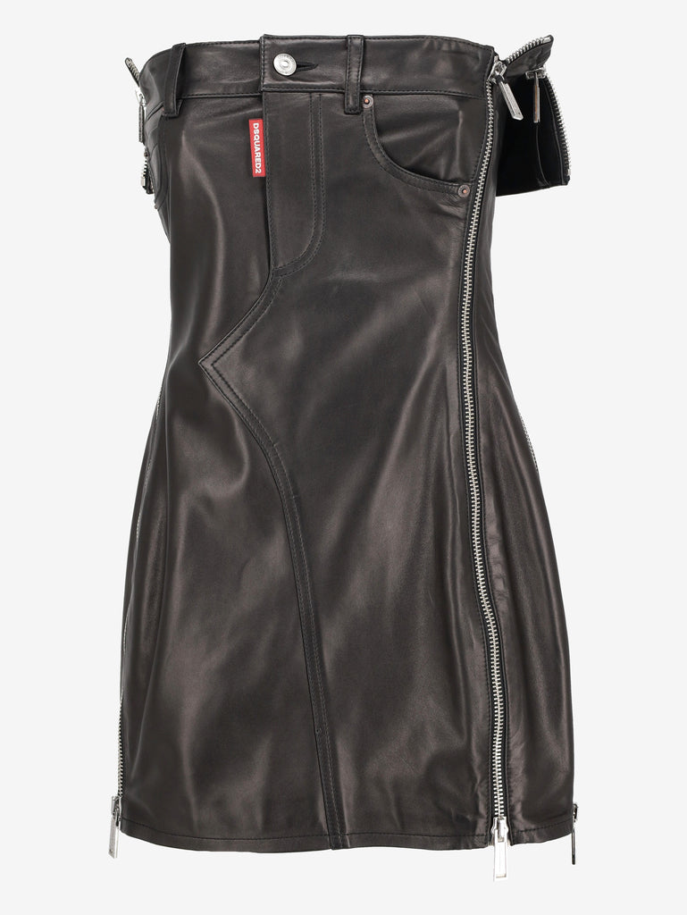 Dsquared2 "Misfits" Leather Strapless Dress CVM26.23.21  Dsquared² 