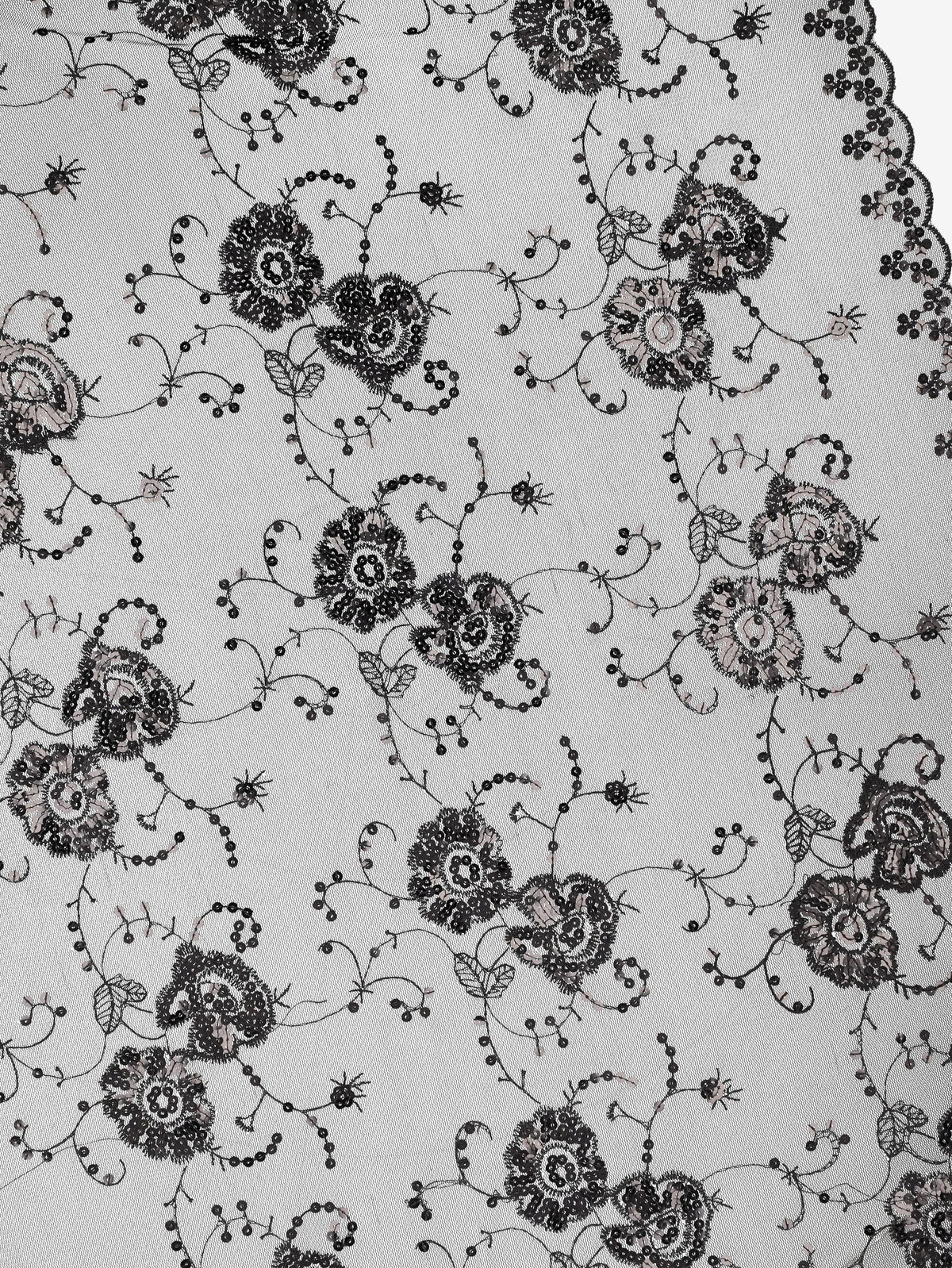 Vintage Sheer Tulle Scarf with Sequin Embroidery W27526.54  Vintage 