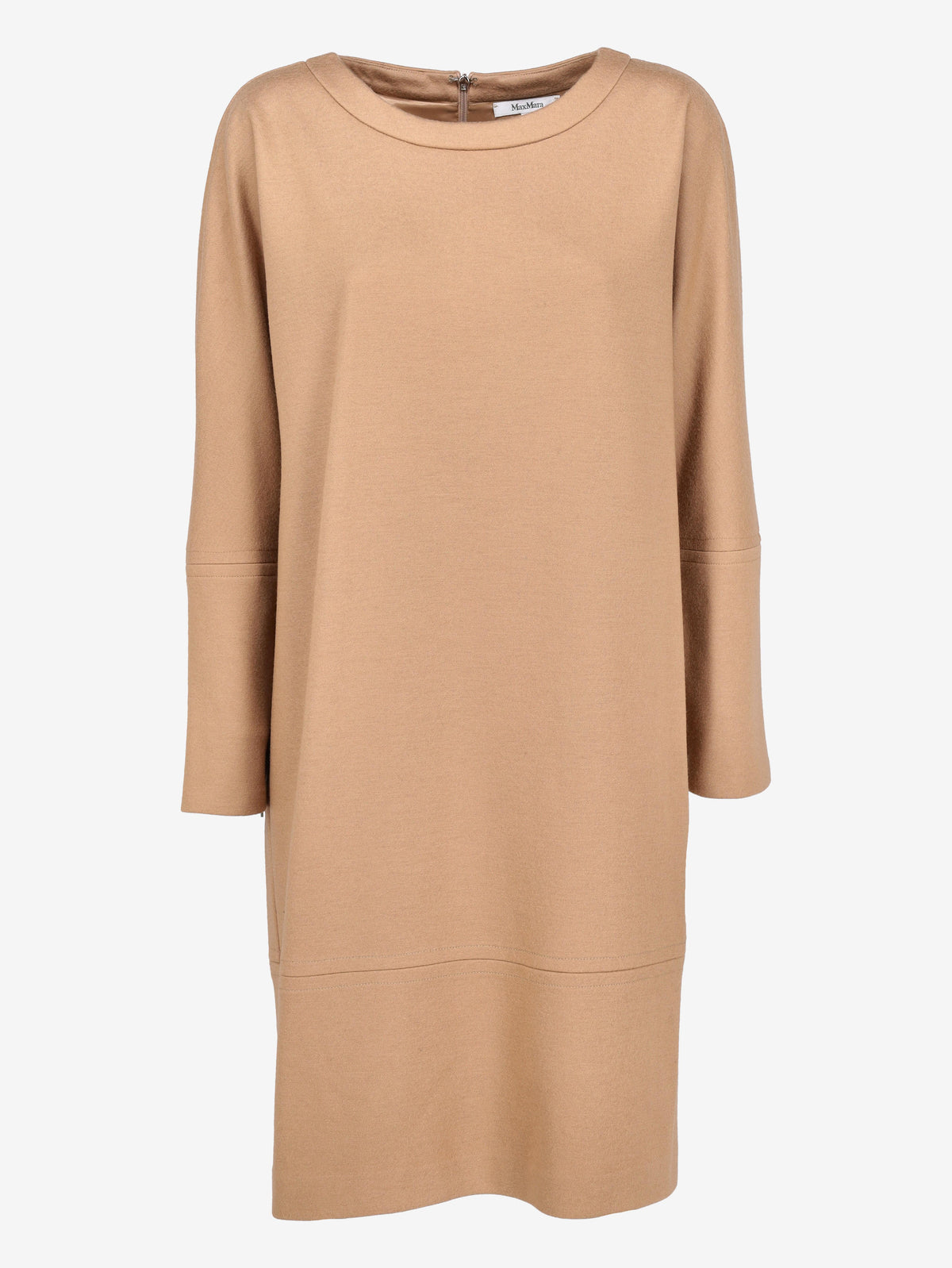 Max Mara Beige Wool Midi Dress with Zipper Sleeves CVM26.6.59  Max Mara 
