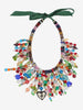 Multicolored Beaded Statement Necklace with Heart Pendant W27526.111  Vintage 
