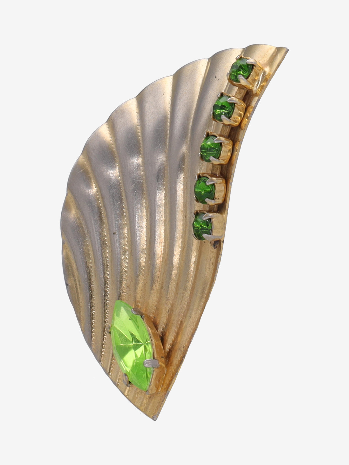 Vintage Leaf-Shaped Earrings with Green Gemstones W13426.20  Vintage 