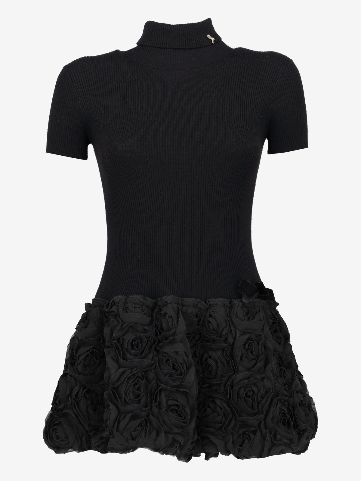 Vintage Black Mini Dress with Rosette Skirt WCV26.1.6  Vintage 