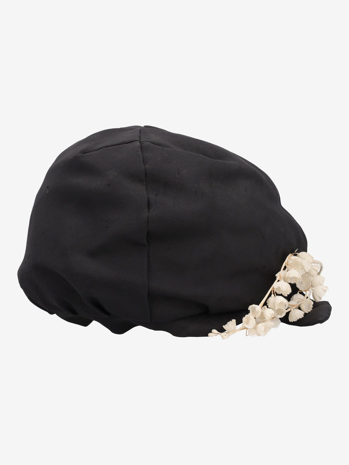Vintage Black Silk Cloche Hat with Floral Detail M1401171  Vintage 