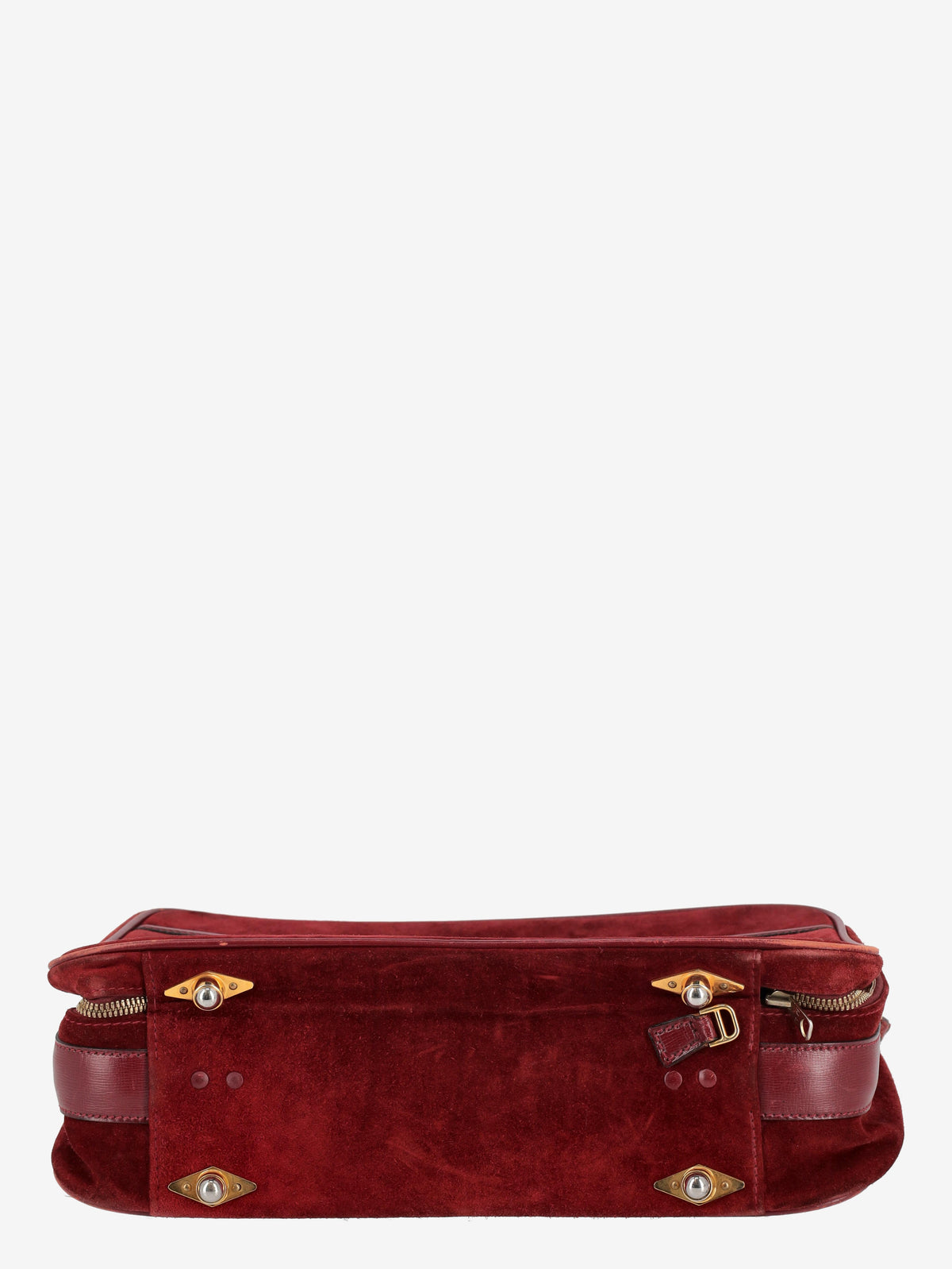 Must De Cartier Burgundy Suede Suitcase