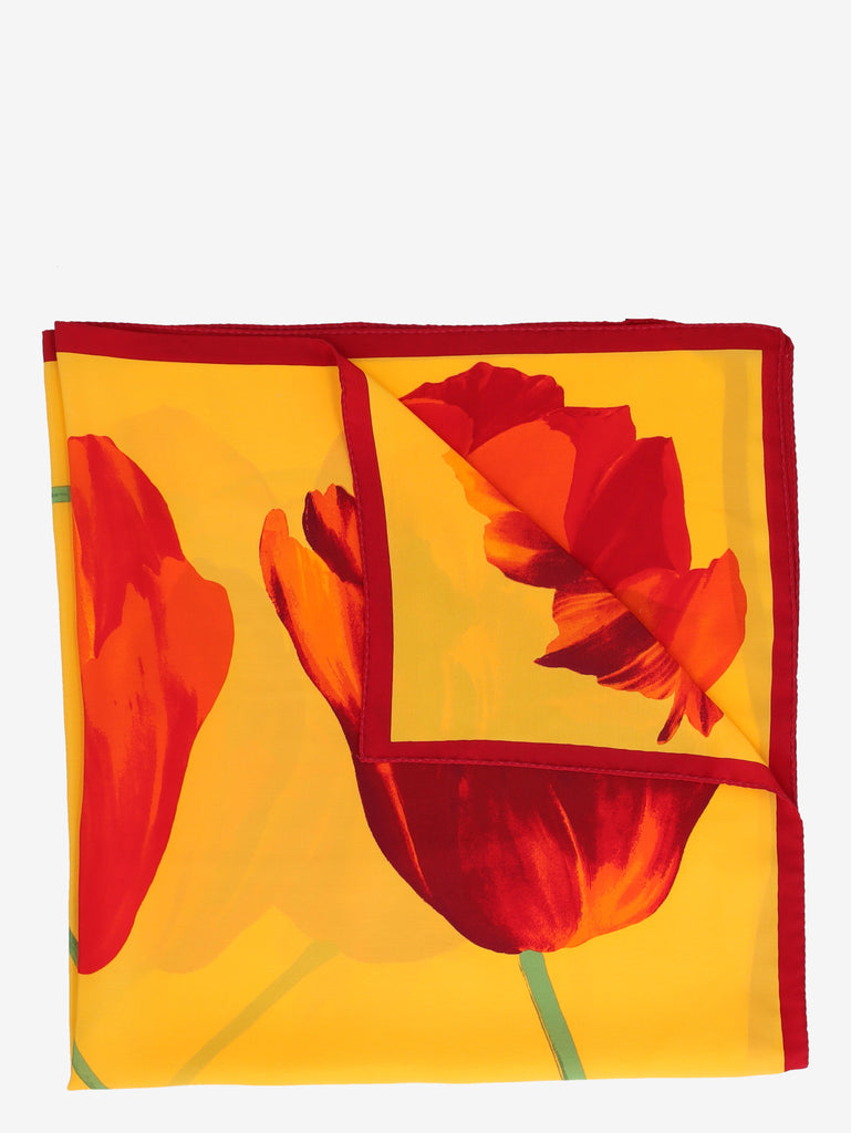 Vintage Tulip Print Silk Square Scarf W27526.82  Vintage 