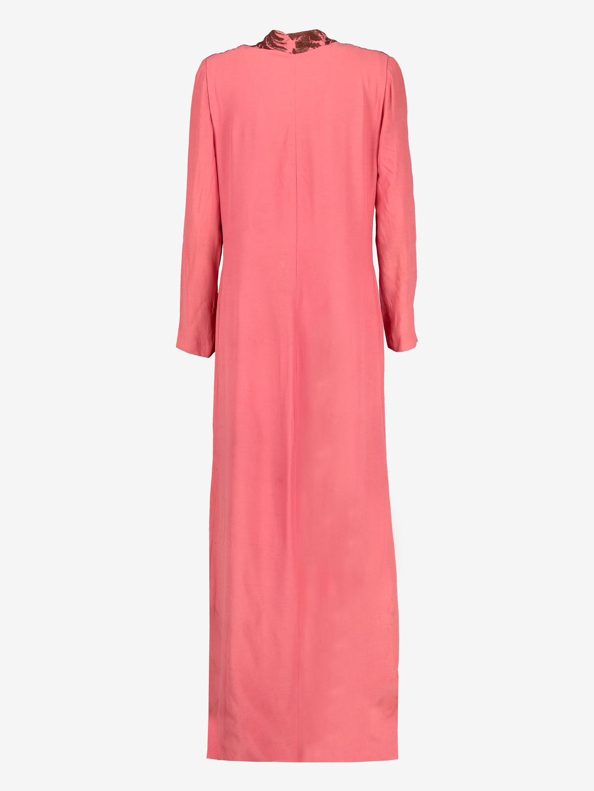 Vintage Pink Kaftan Dress with Dark Brown Embroidery W150626.11  Vintage 