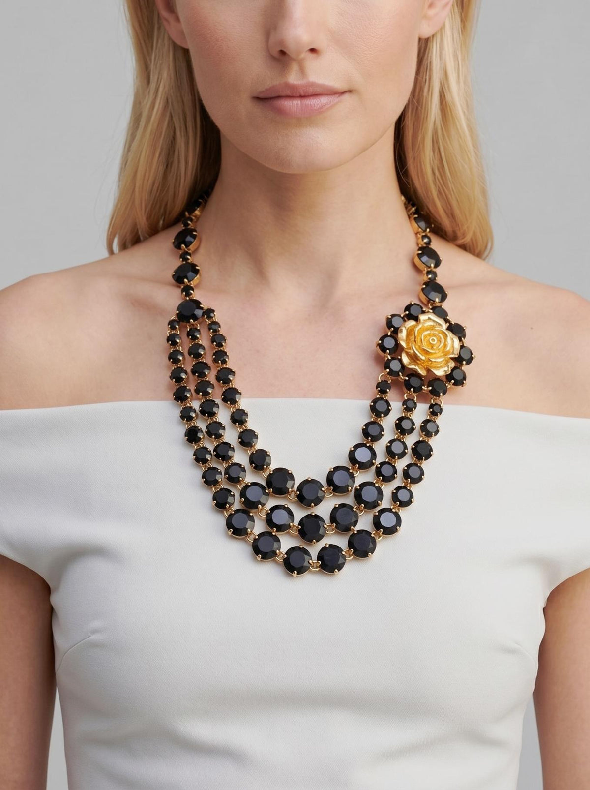 Prada Rose & Crystal Multi-Strand Necklace W13426.124  Prada 