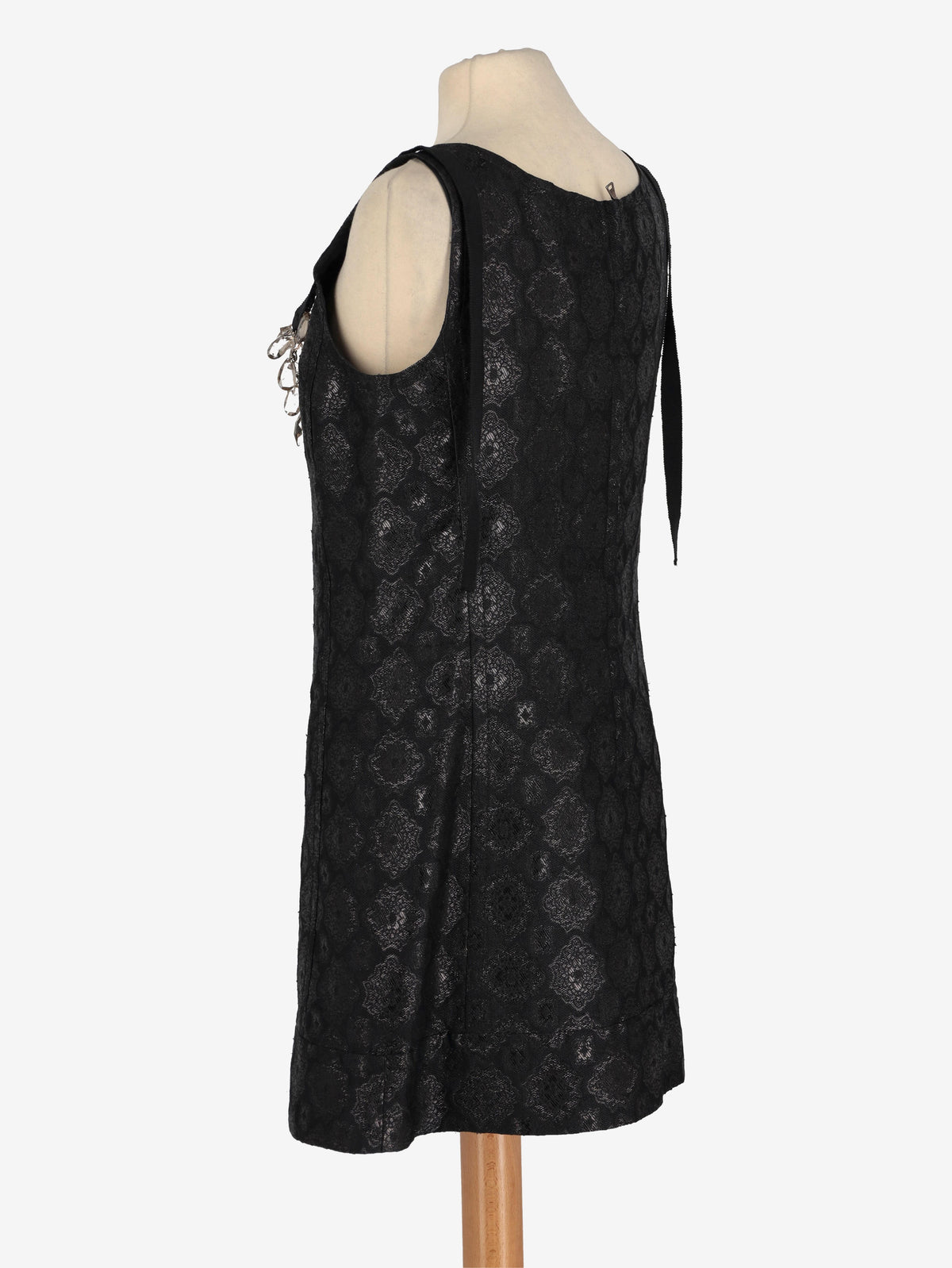 Prada Sleeveless Dress with Crystal Necklace Detail W22070605  Prada 