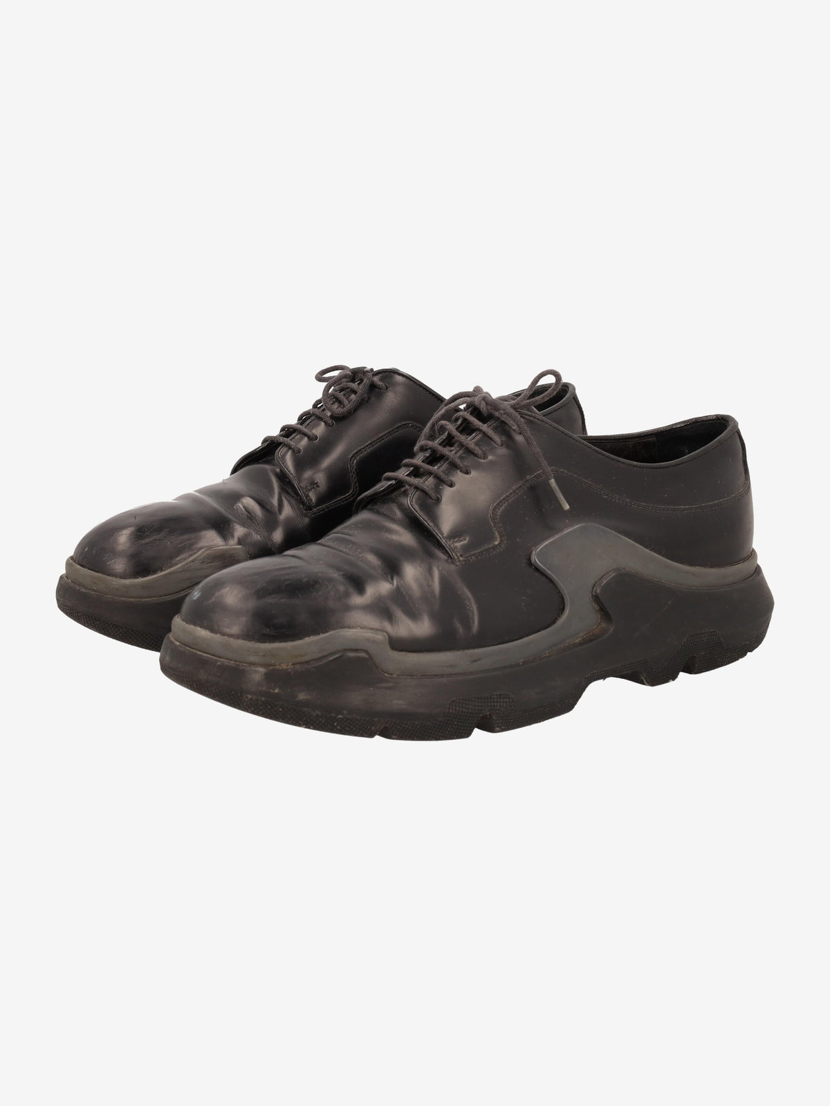 Prada AW15 Double Sole Derby Shoes in Brushed Calfskin Leather. MU260321.45  Prada 