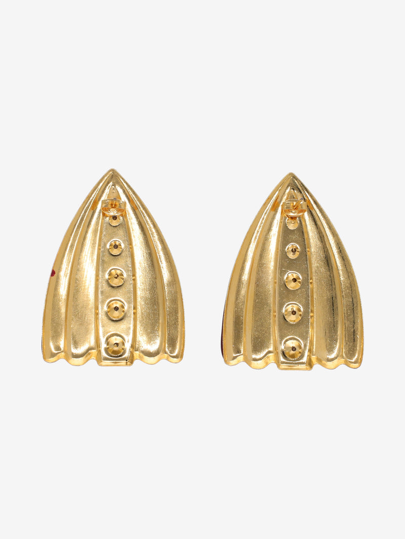 Vintage Bordeaux and Golden Earrings from the 80S W2202225  Vintage 