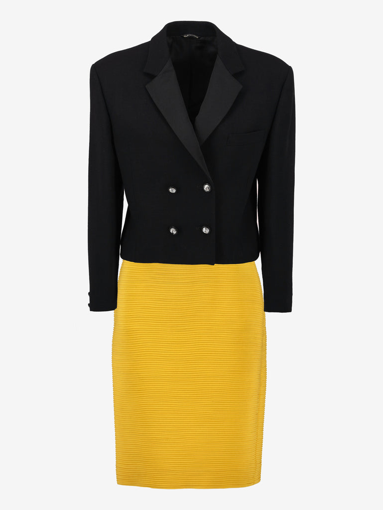 Gianni Versace Couture Black And Yellow Suit