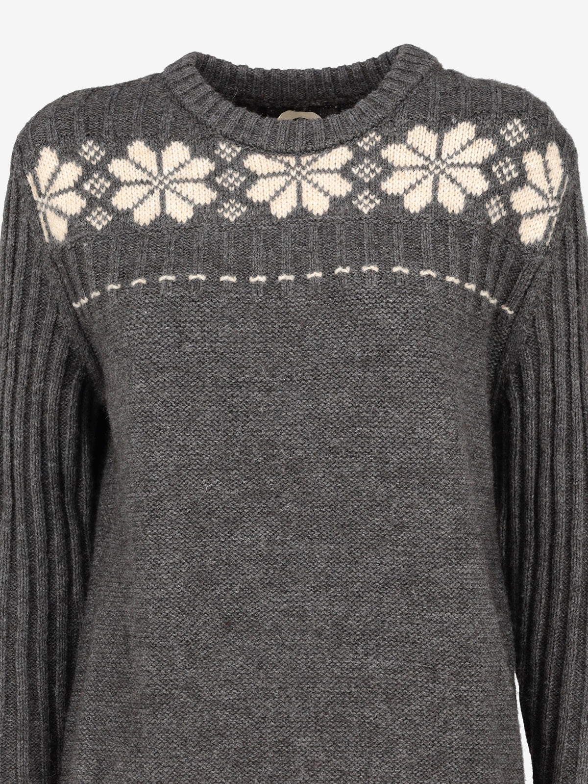 Yohji Yamamoto Coming Soon collection Knitted Wool Sweater with Floral Design BR261025.86  Yohji Yamamoto 