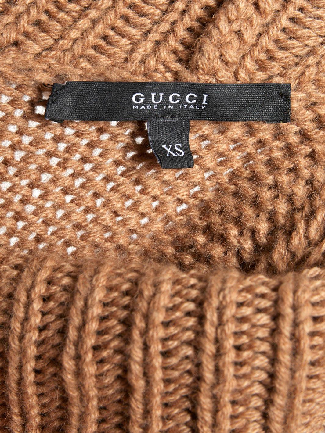 Y2K Gucci camel-colour turtleneck poncho in wool