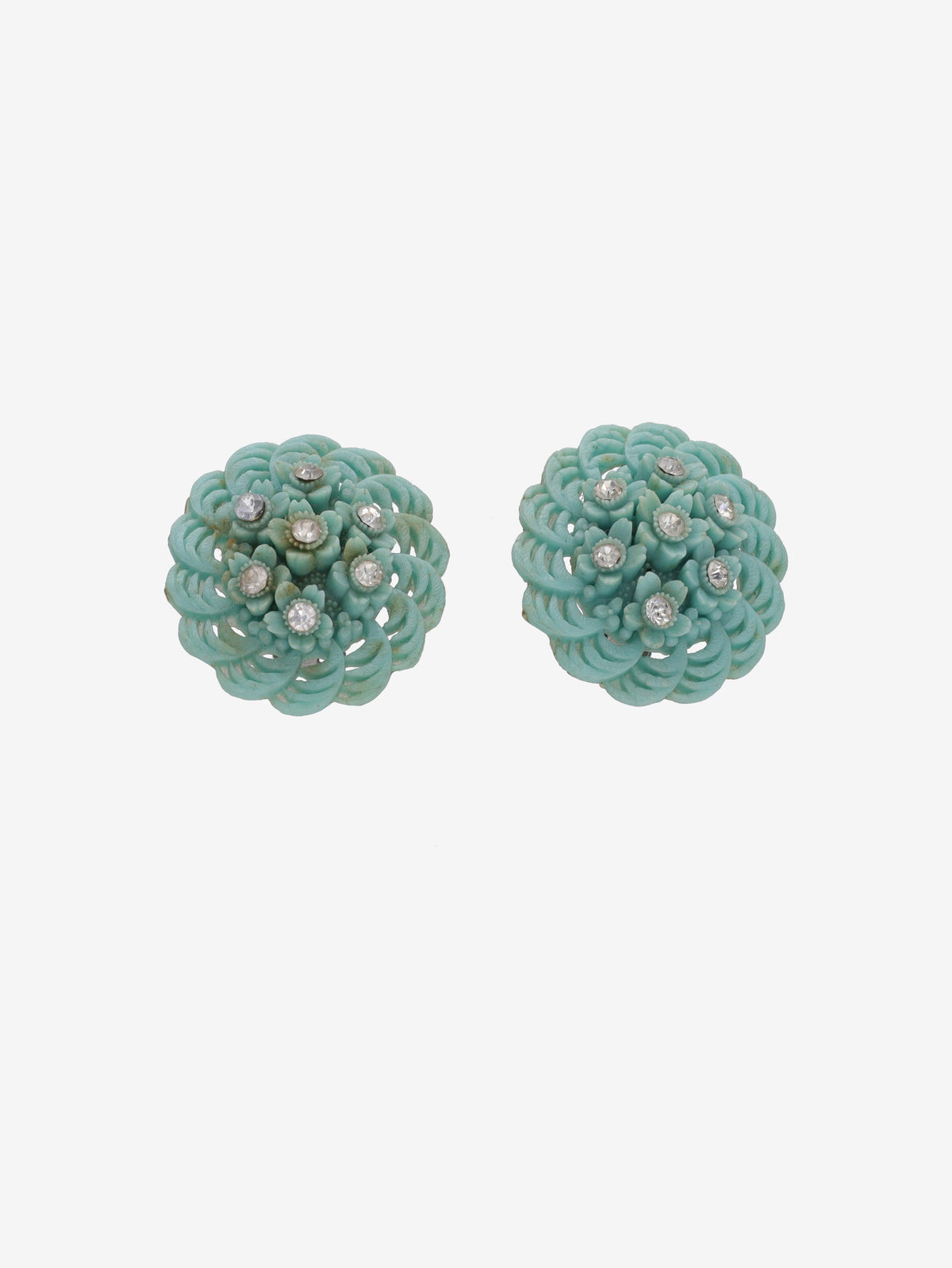 Vintage Turquoise Textured Plastic Earrings W13426.39  Vintage 