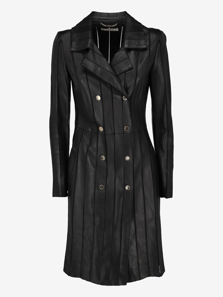 Versace Black Leather Double-Breasted Coat W7426.19  Versace 