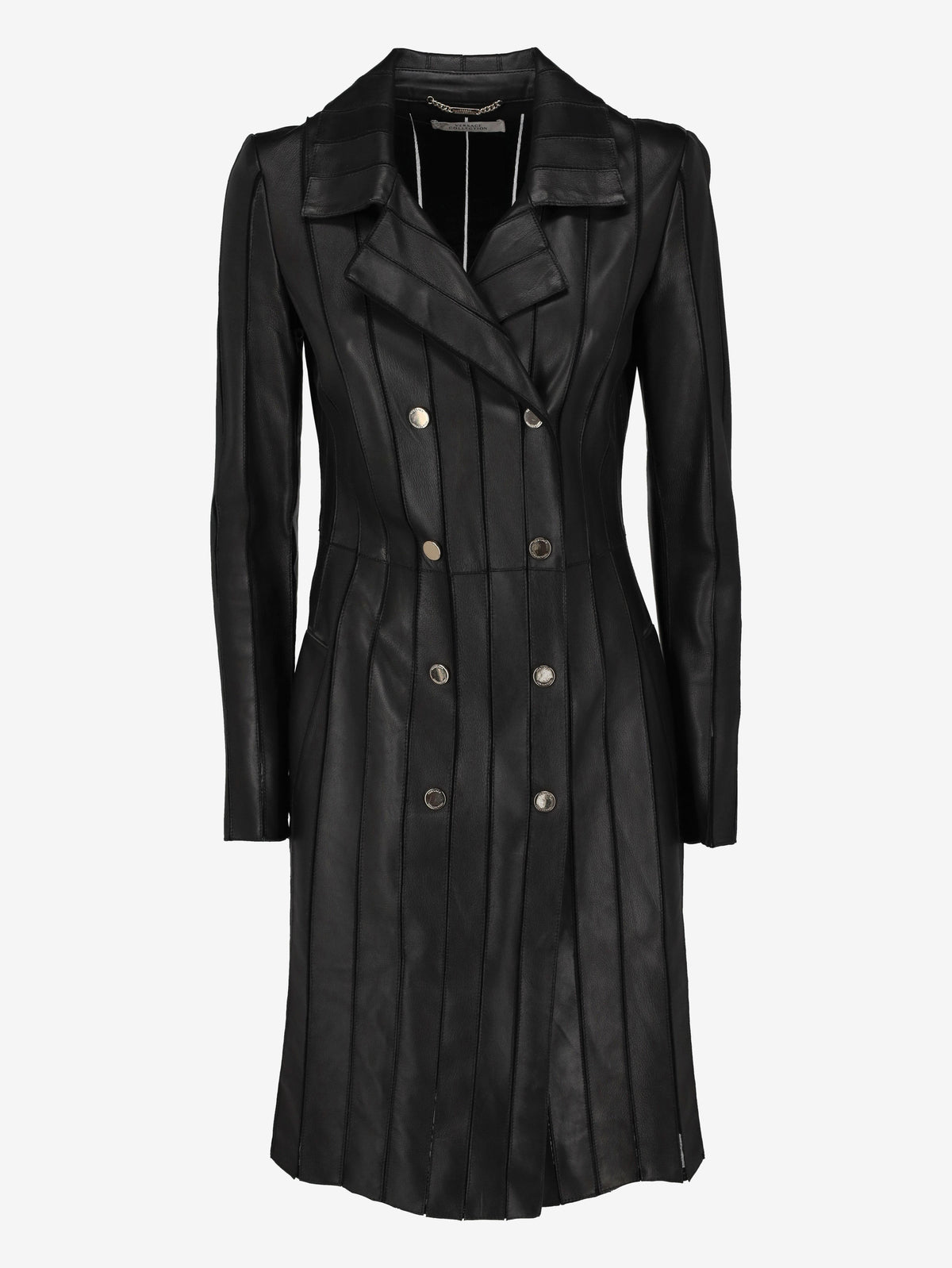 Versace Black Leather Double-Breasted Coat W7426.19  Versace 