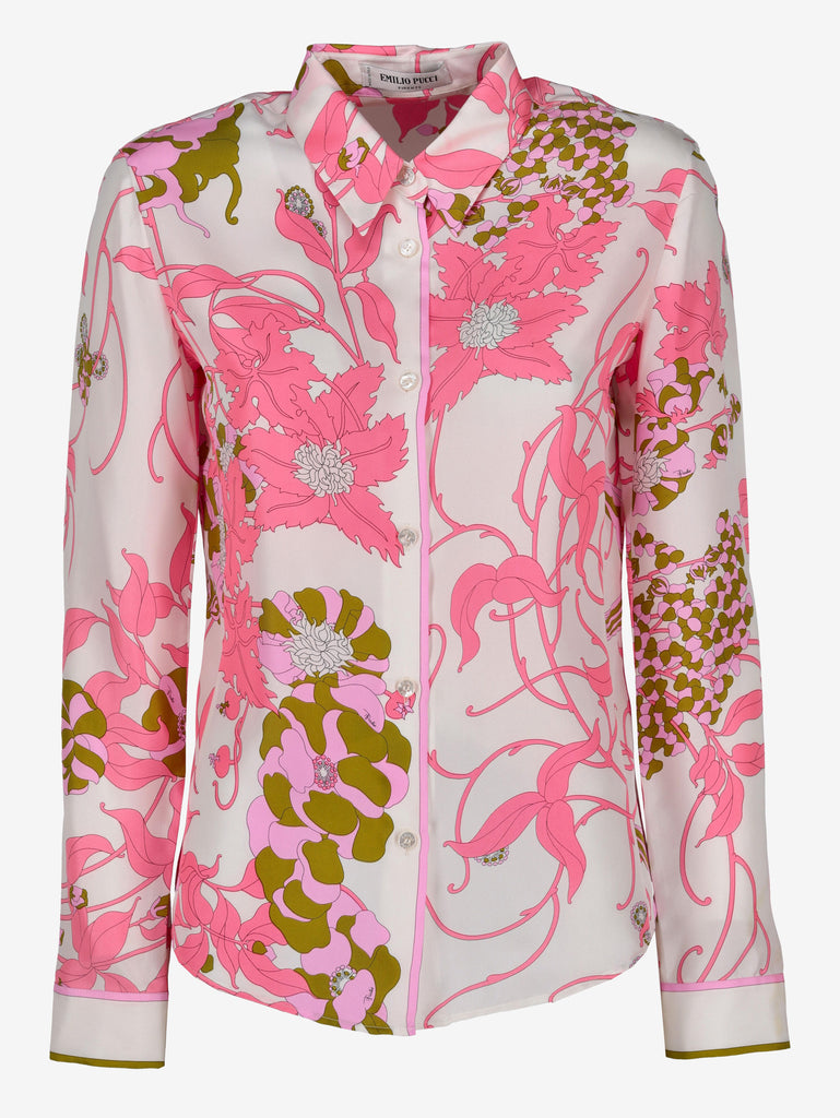 Emilio Pucci Silk Shirt with Multicolored Flower Motif W7426.8  Pucci 