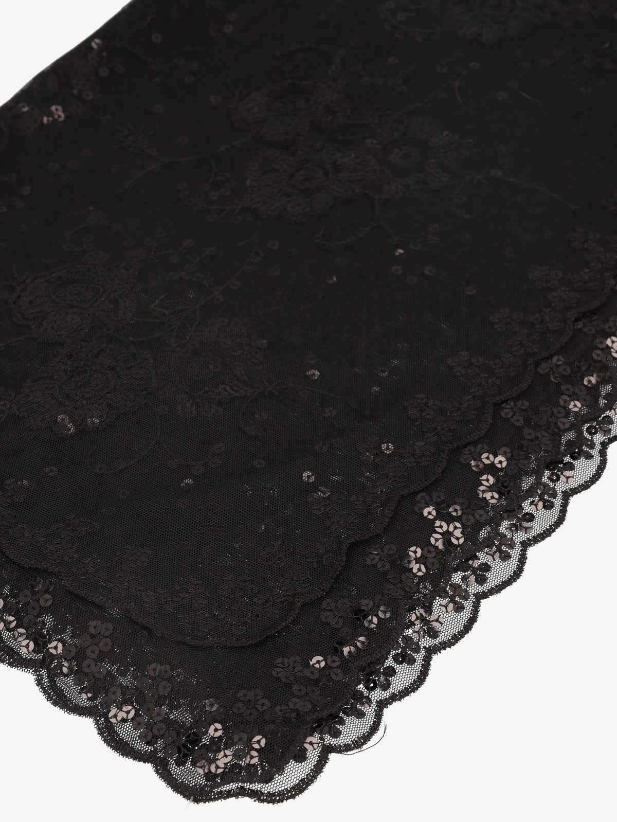 Vintage Sheer Tulle Scarf with Sequin Embroidery W27526.54  Vintage 