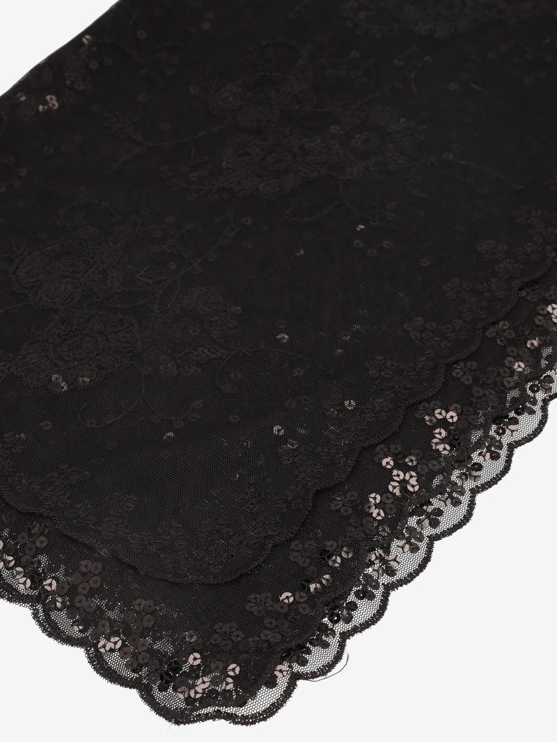 Vintage Sheer Tulle Scarf with Sequin Embroidery W27526.54  Vintage 