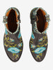 Cowboy Ankle Boots in Black Leather with Embroidered Flowers W7426.64  Vintage 