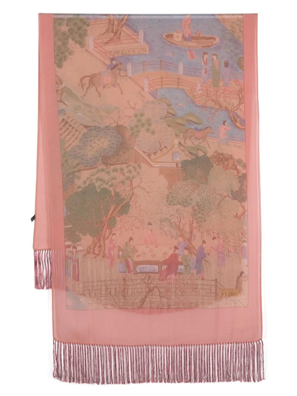 Gianfranco Ferré motif-print fringed silk scarf WCV2410100  Gianfranco Ferré 
