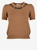 Dolce & Gabbana Knitted Wool T-Shirt with Beaded Floral Necklace Detail W7426.29  Dolce & Gabbana 