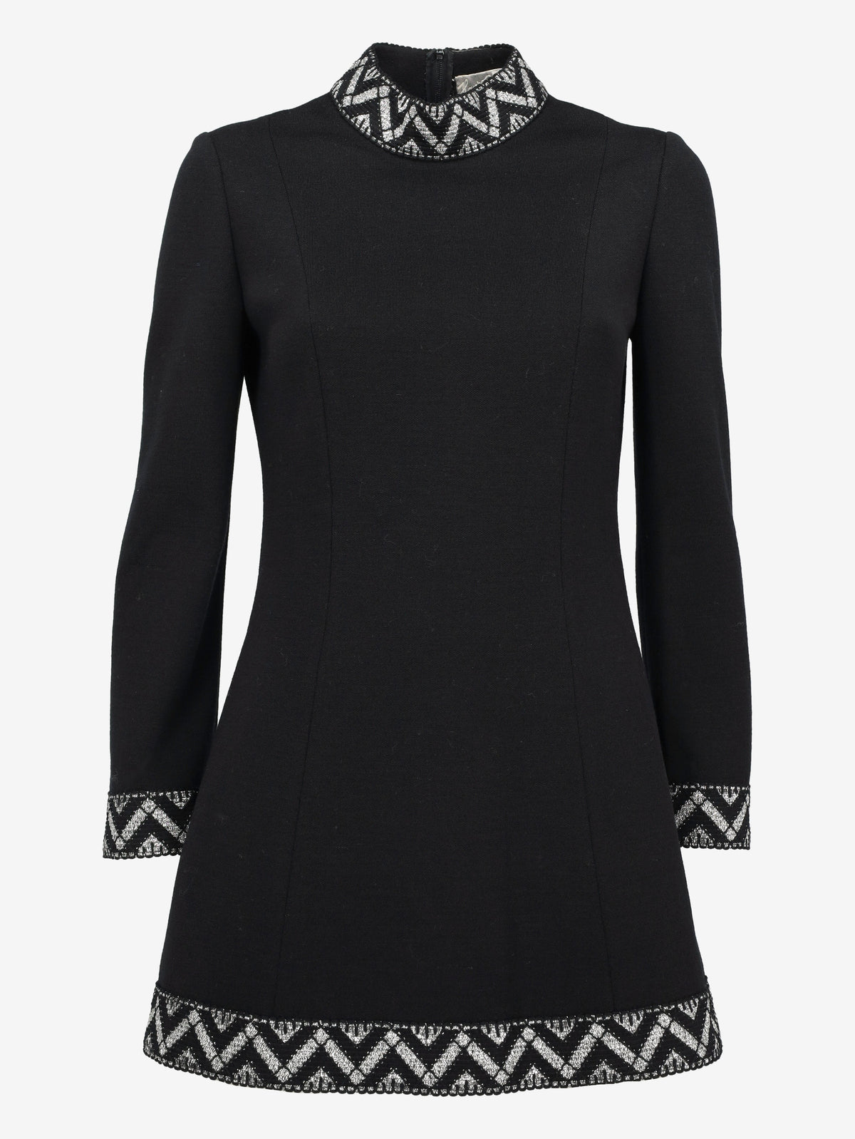Vintage 1970s Mini Dress with Silver Embroidery MR110226.12  Vintage 
